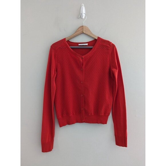 Sandro Paris Patterned Scoop Neck Cutout Cardigan Sweater - Picture 8 of 8